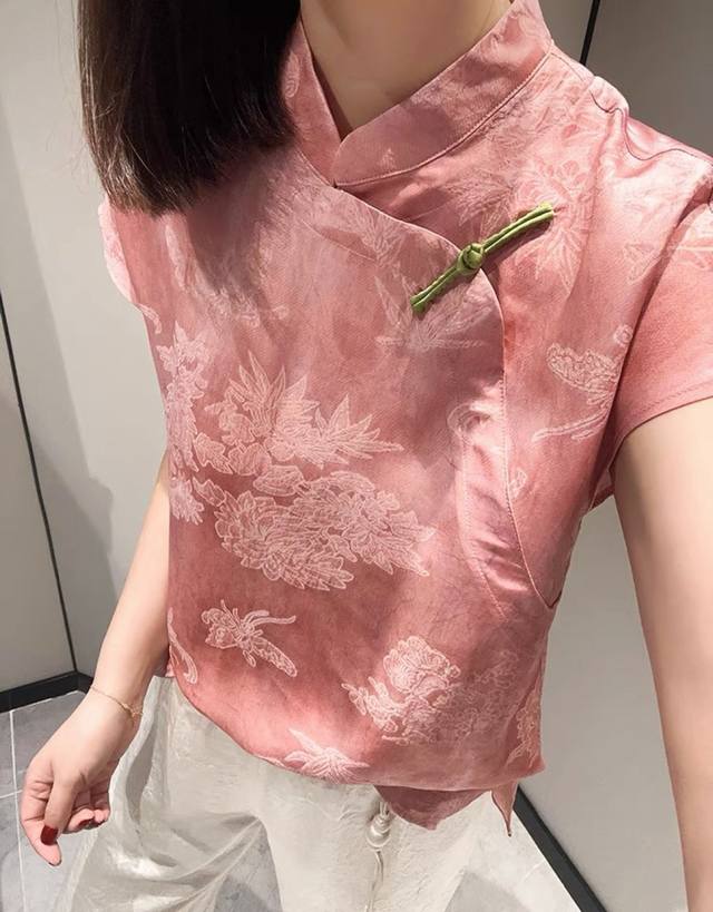 New Heavy Goods New Chinese Style 100% Mulberry Silk Guanle Zou Shirt Retro Nati