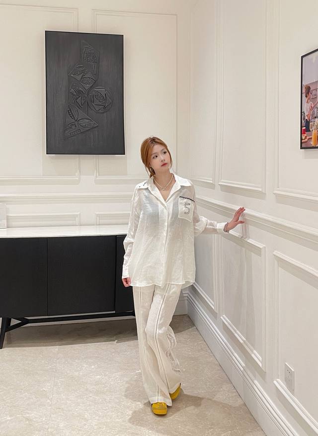 Suit Chanel Linen Shirt Linen Trousers Cha* Chanel Second-Hand Vintage Series Se