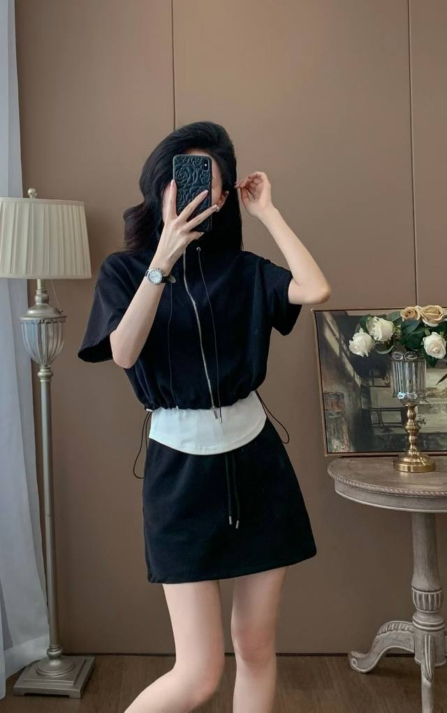 Summer Short Coat + Vest + Skirt Three-Piece Suit Fabric: Cotton Polyester. Span