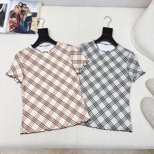 v Exclusive Bur 25Ss Latest Spring And Summer Vintage Short-Sleeved Plaid T-S