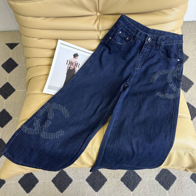 25 New Summer Style Chanel Design Double C Letter High Waist Straight Wide Le
