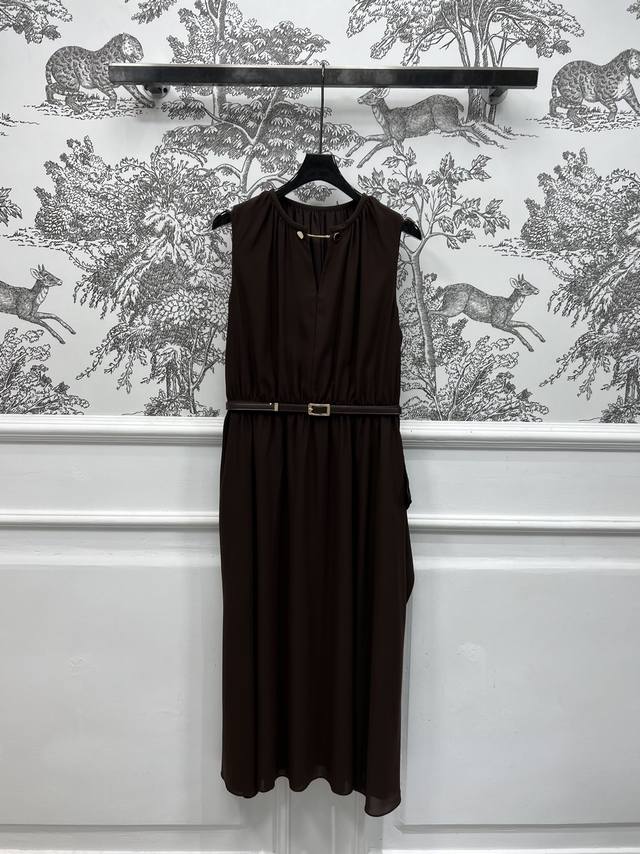 max 25 Spring And Summer New Sleeveless Shirt Dress Chocolate Color Low-Key L
