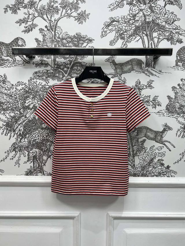 ce Home 25 Spring And Summer New Style Red And White Striped Short-Sleeved In
