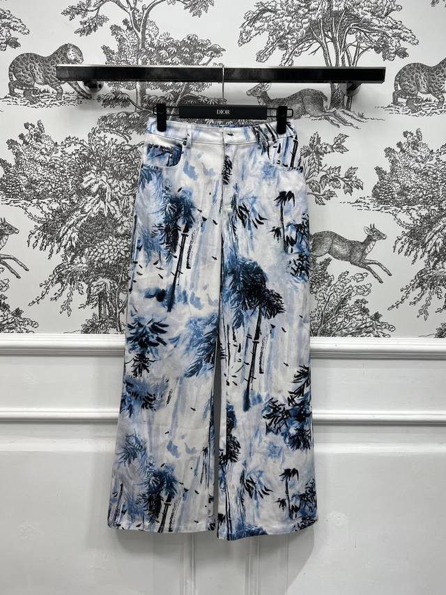 d Home 25 Spring And Summer New Ink Bamboo Forest Print Series High-Waisted D