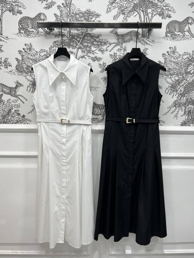 25 Spring And Summer New Style Lapel Sleeveless Lining Dress With Classic Tem