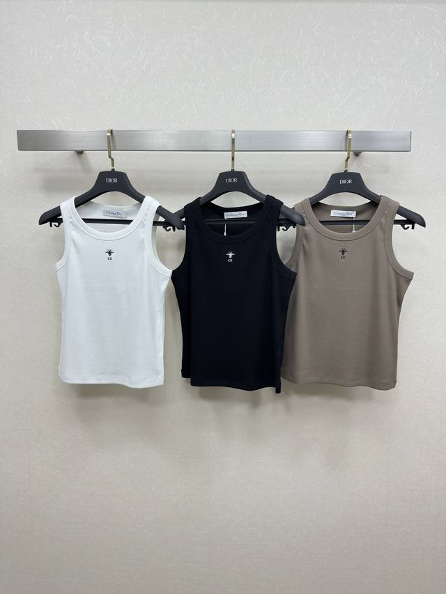 25Ss Dio *Vest Spring And Summer Series Round Neckline Small Bee Logo Embroid