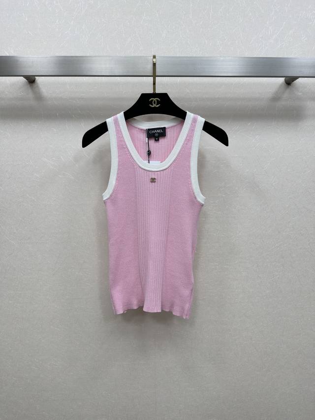 chane*25Ss Spring And Summer New Slim Fit Knitted Vest, Elastic, Comfortable,