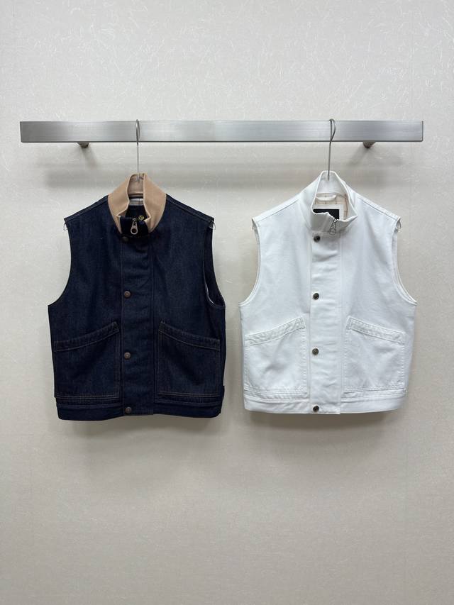 25Ss Lp New Style Pocket Denim Vest Without Vest Silhouette Casual Shape Lini