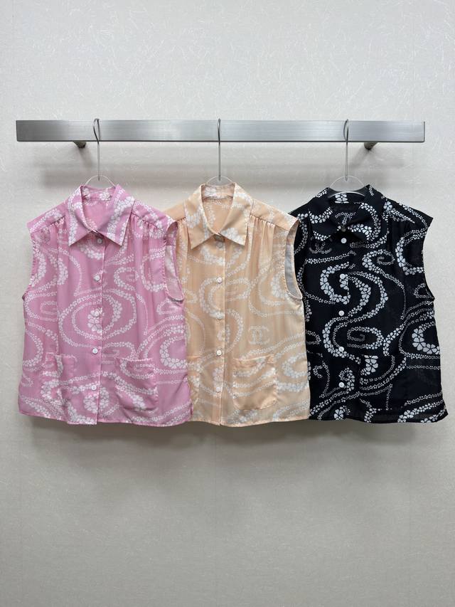 25Ss Chane *Sleeveless Printed Top Series New Chanel Style Candy Color Printe