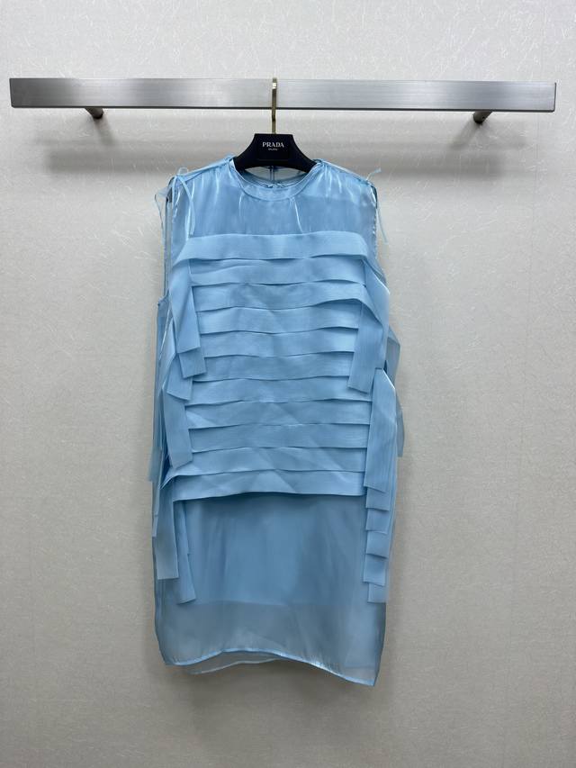 25Ss Prad *Latest Spring And Summer Layered Design Organza Dress Refreshing B