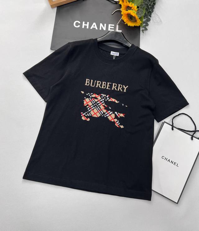 burberry 25Ss Spring And Summer New Knight Warhorse Embroidered Round Neck Sh