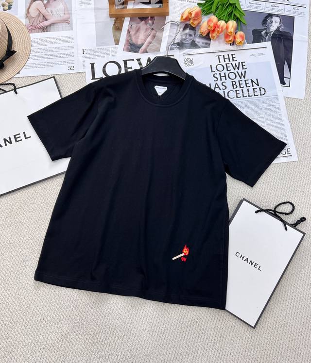 bv New Style Small Matchstick Embroidered Round Neck Short-Sleeved T-Shirt. L