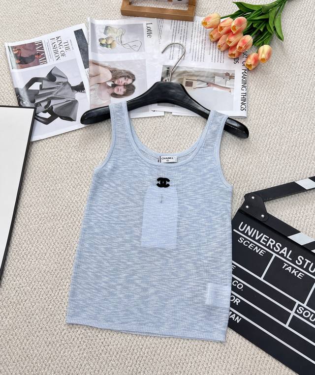 chanel Custom Knitted Vest With Double C Logo On The Chest, Woven With Specia
