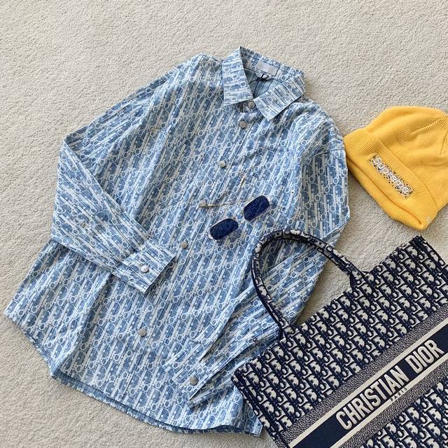 dior X Shawn Stussy Latest Denim Shirt With Monogram All Fabrics And Yarns Ar