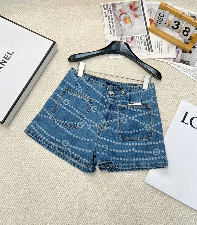 l5 Spring And Summer New Denim Shorts, Chanel Style, Polka Dot, Double C Lase