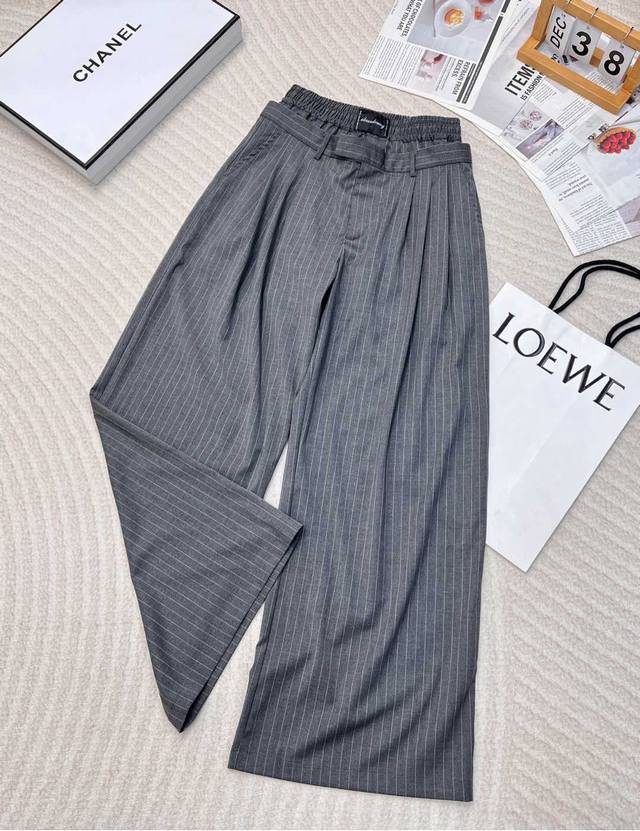 alexander Wang2025 New Fake Two Waist Stripes Straight Trousers Customized Yb