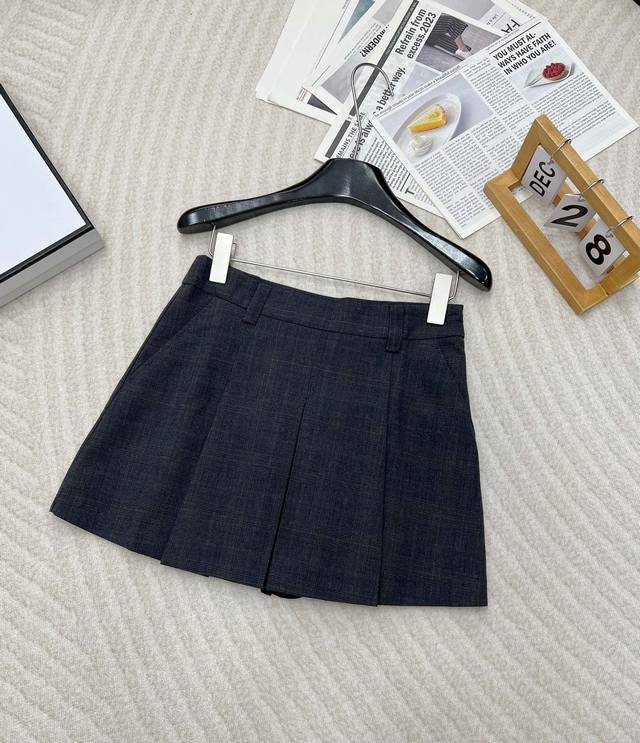 miu Miu Retro Preppy Style Skirt With Embroidered Letters On The Back Waist S