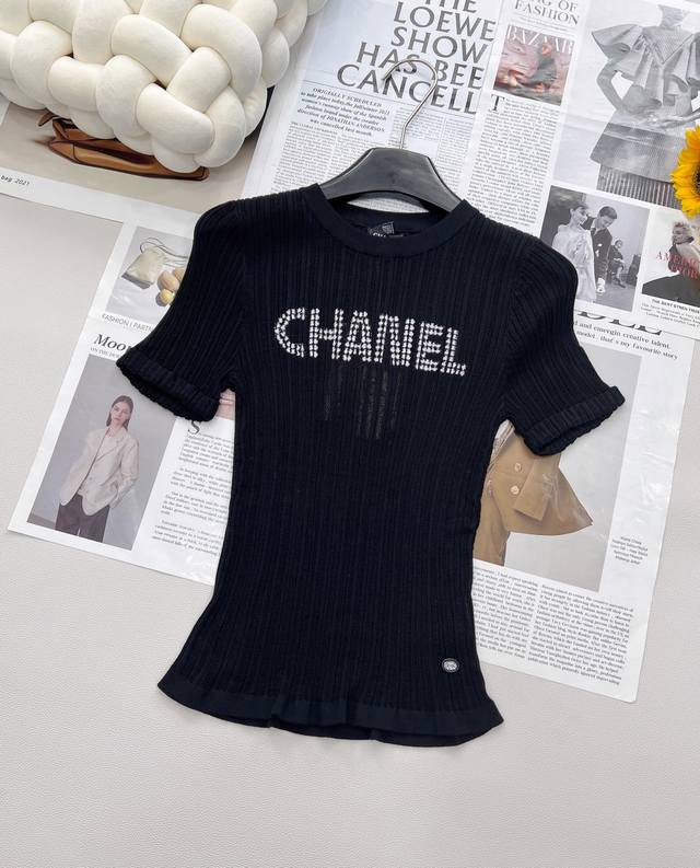 chanel Contrast Color Letter Jacquard Design Sweater The Contrast Color Lette