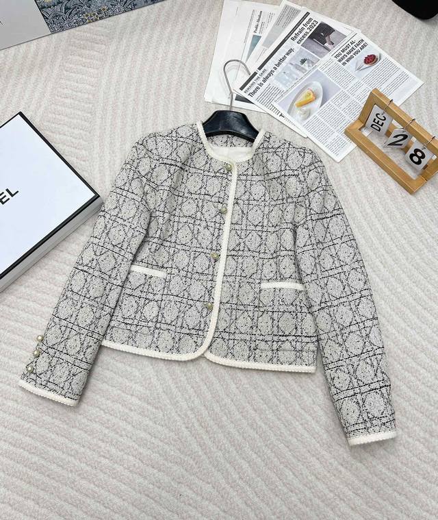dior Fw Exclusive D24 Early Autumn New Classic Diamond Suit Short Round Neck