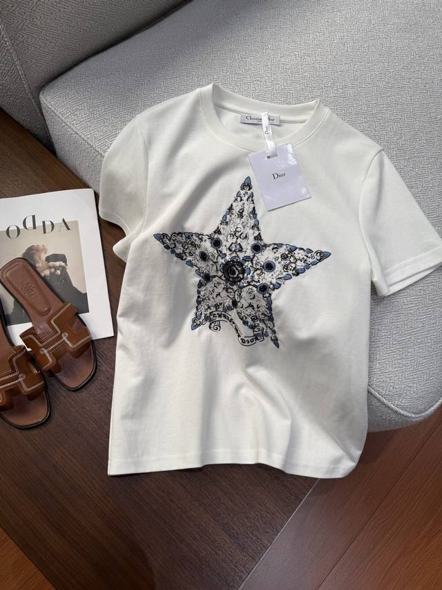 Spring And Summer Update - Dior Five-Pointed Star Embroidery Beaded T-Shirt 81%