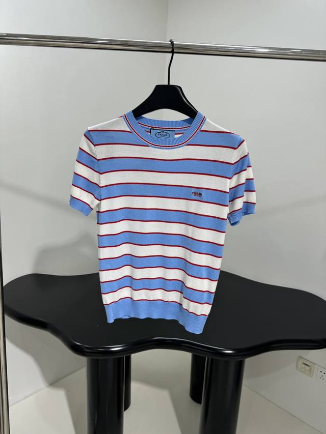 New Wool Blend Striped Pullover Age-Reducing Striped Pattern Design Embroidered
