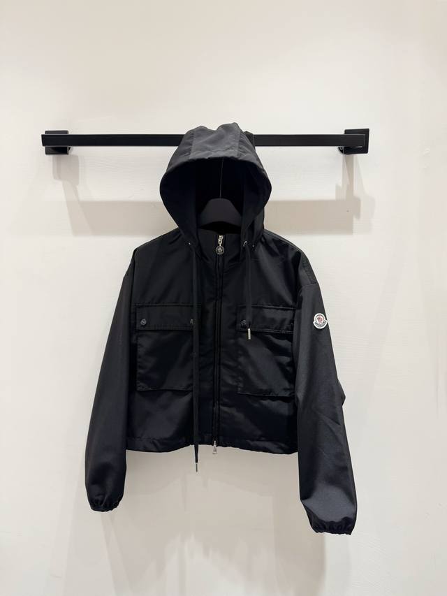 New 25Moncl Leda Women's Short Hooded Parka Jacket With Hidden Hood And Adjustab