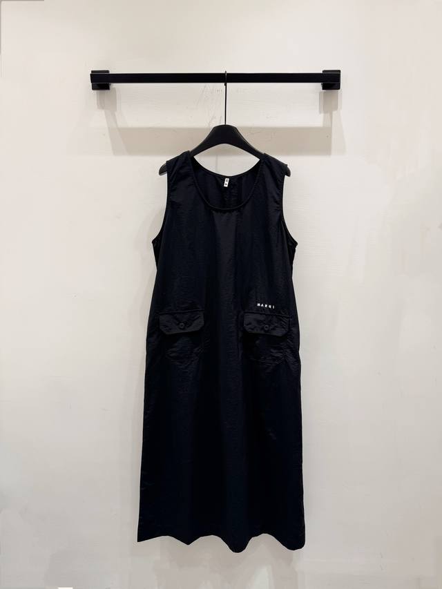 New 25Ss Marni Spring And Summer New Washed Pocket Vest Dress Minimalist Pocket