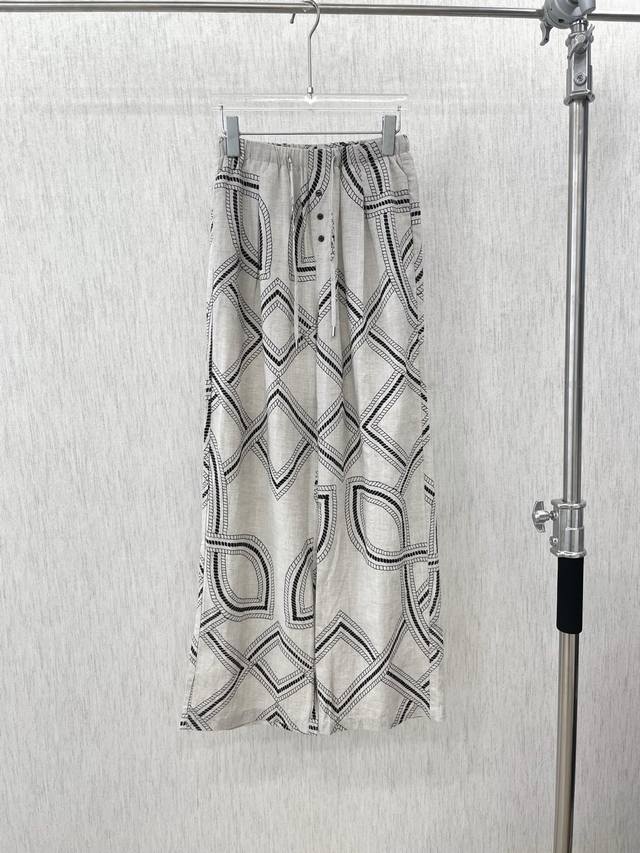25 New Elastic Waist Printed Wide-Leg Trousers Use Light Beige As The Base Co