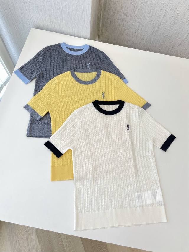 ysl 2025 New Summer Knitted Wool Top Fabric Is Soft And Skin-Friendly. Classi