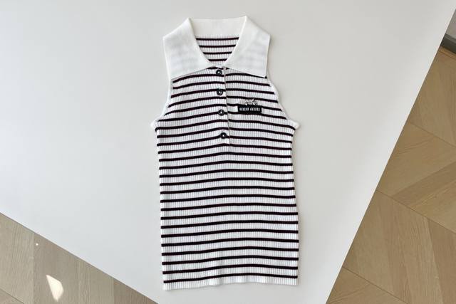miumi 2025 New Products On The Shelves Striped Knitted Vest Customized Yb Woo