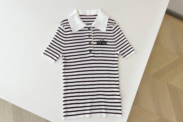 25 New Polo Collar Striped Top. The Polo Collar Design Combines Casual And El
