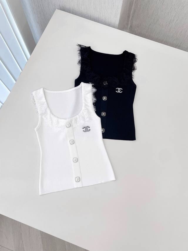 25 New Lace Patchwork Sleeveless Vests Are Available In White And Black. They