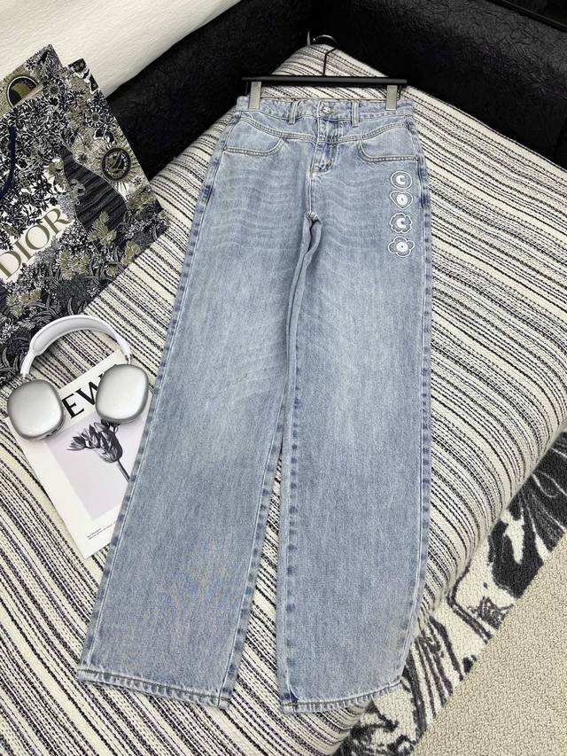 Hot Item In Stock Original Custom Chane* Oco Beach Series Embroidered Denim Trou