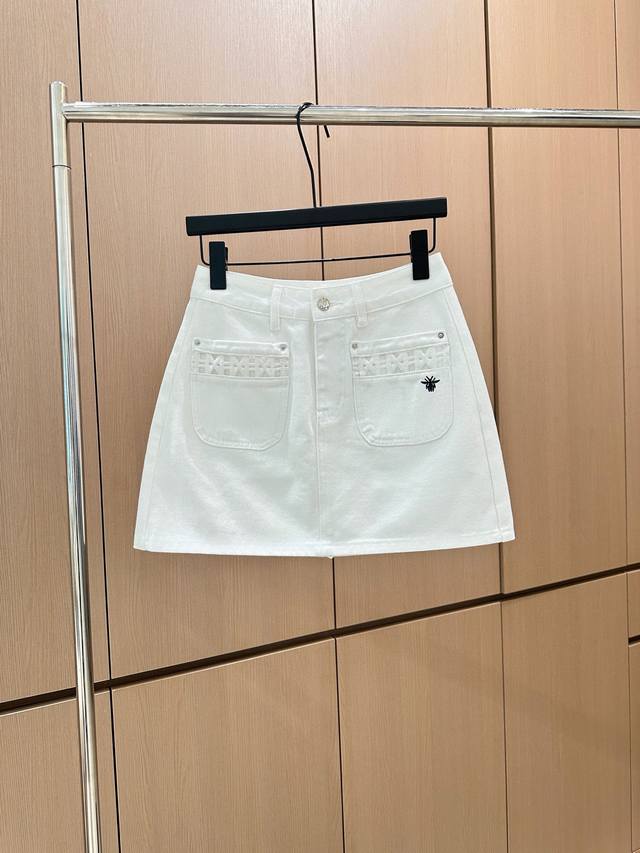 Hot Item In Stock Original Quality Dio* Heavy Hook Embroidery Denim Skirt Using