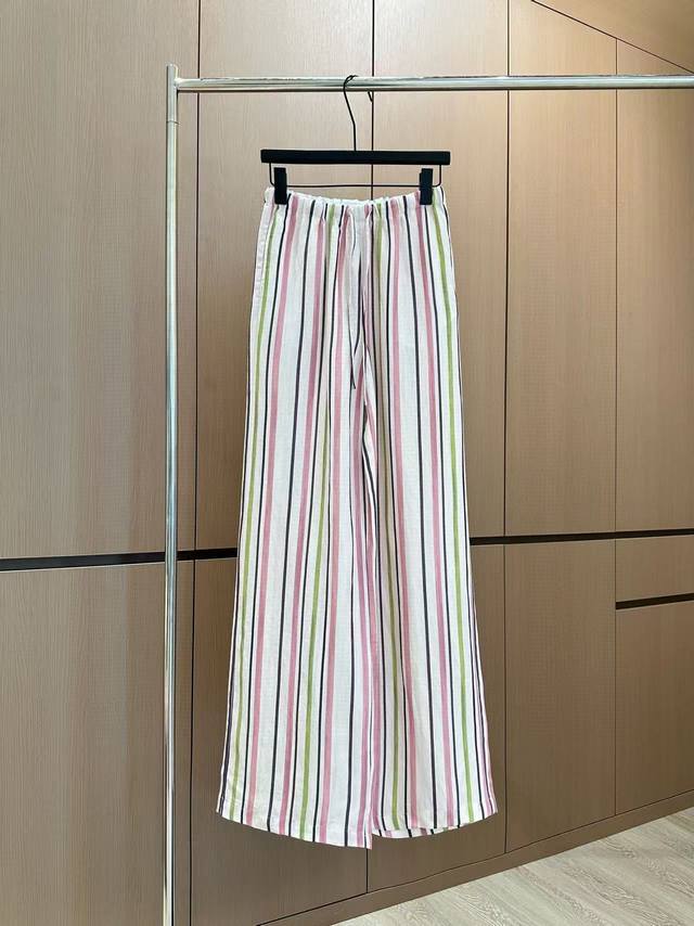 Hot Item In Stock Original Quality Celin* 25 New Striped Cotton And Linen Casual