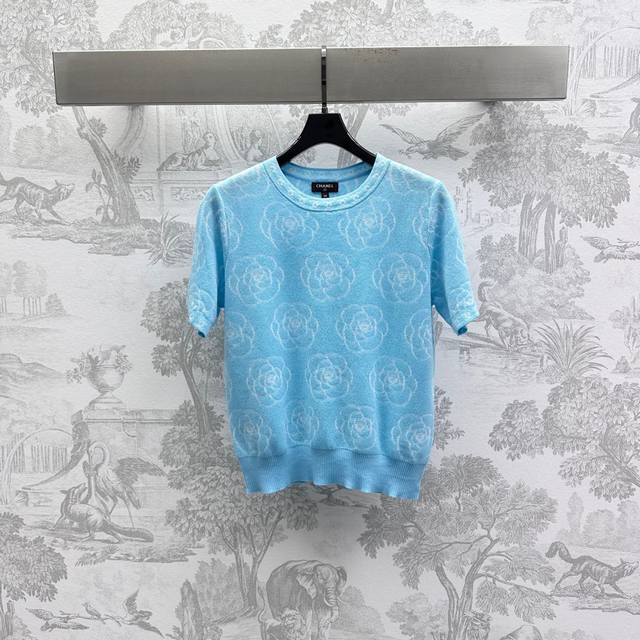 chane*2025 New Arrivals Camellia Short-Sleeved Knitted Custom Yb Imported Woo