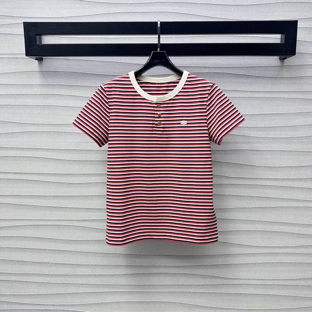 celin*2025 New Arrivals, Buttoned Short Sleeves, Striped Customization, Yb Im