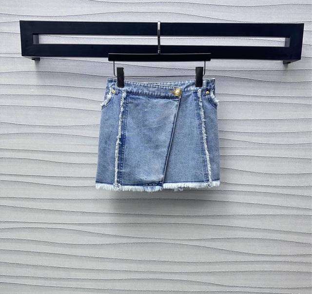 balmai*2025 New Arrivals Customized Raw-Edge Denim Skirts Yb Imported Twill C
