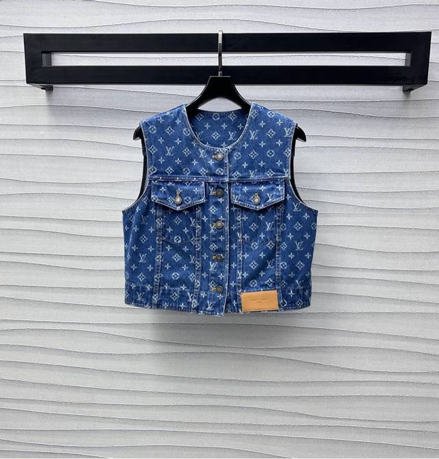 louis Vuitto*2025 New Arrival Laser Denim Vest Customization Yb Imported Twil