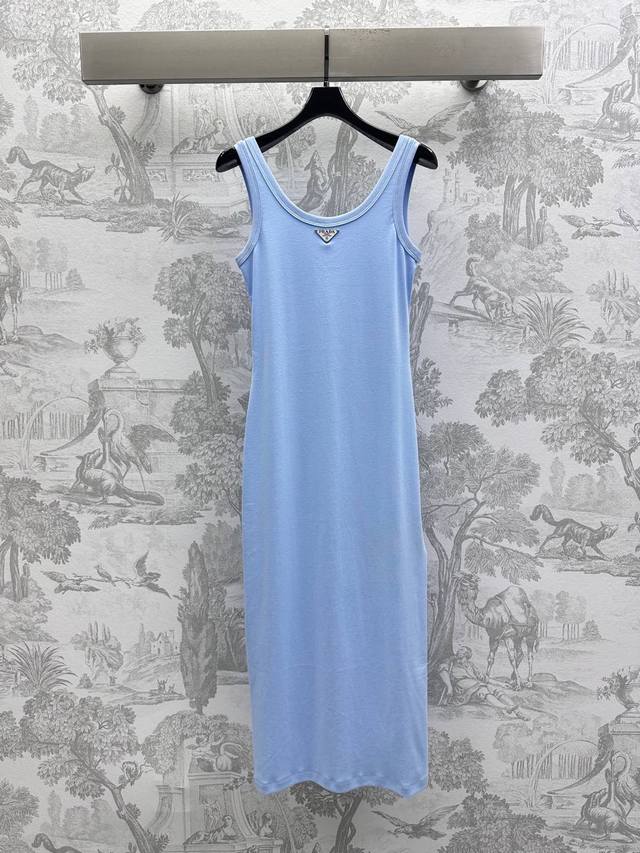 prad*2025 New Arrival Logo Vest Long Skirt Customized Yb Imported Twill Cotto