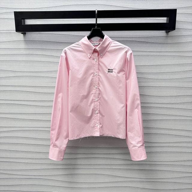 miumi*2025 New Arrivals Short Collar Shirt Customized Yb Imported Twill Cotto