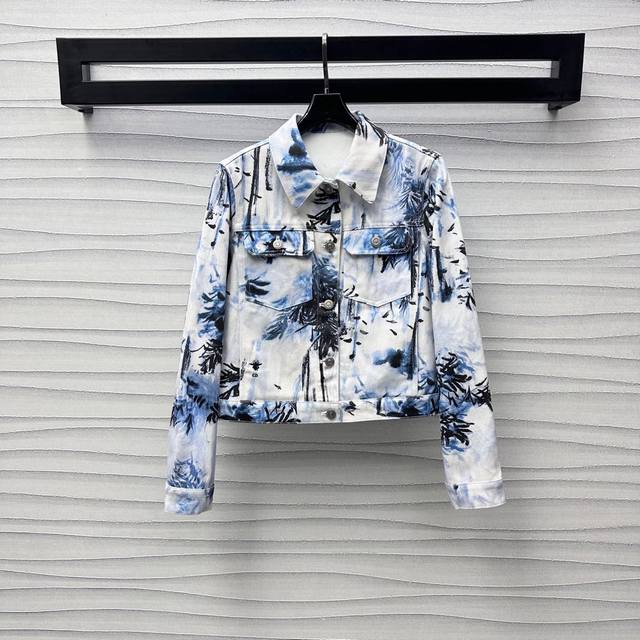 dio*2025 New Arrivals Printed Denim Jackets Customized Yb Imported Twill Cott