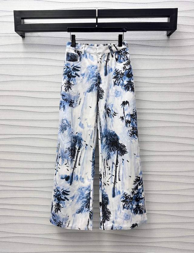 dio*2025 New Arrivals Printed Denim Trousers Customized Yb Imported Twill Cot