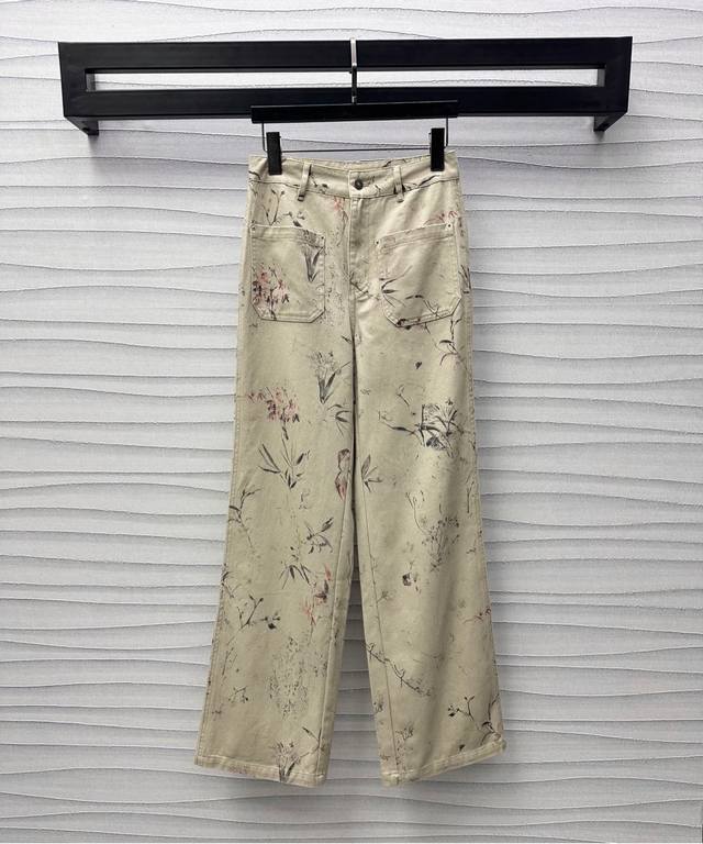 dio*2025 New Arrivals Printed Denim Trousers Customized Yb Imported Twill Cot