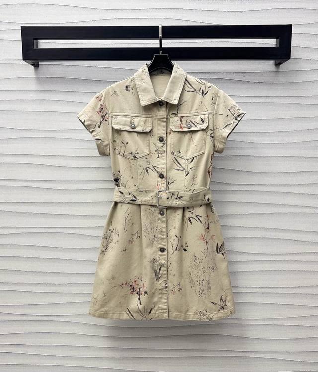 dio*2025 New Arrivals Printed Denim Dress Customized Yb Imported Twill Cotton