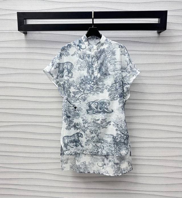 dio*2025 New Arrival Animal Print Shirt Dress Customized Yb Imported Cotton M