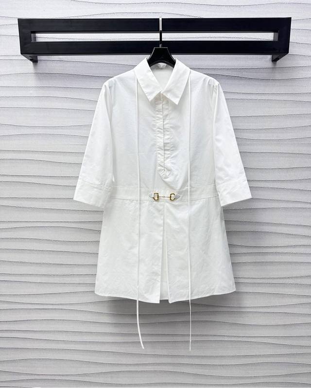gucc*2025 New Arrivals Horsebit Chain Button Shirt Dress Customized Yb Import