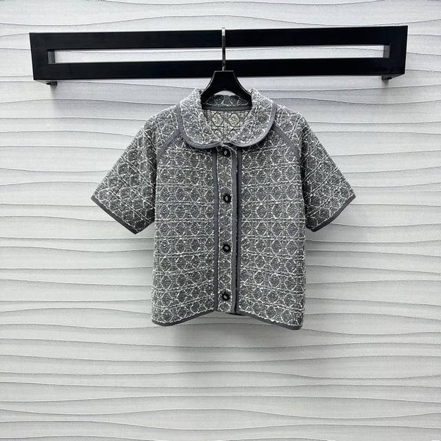 dio*2025 New Arrivals Diamond-Woven Lapel Cardigan Customized Yb Imported Cot