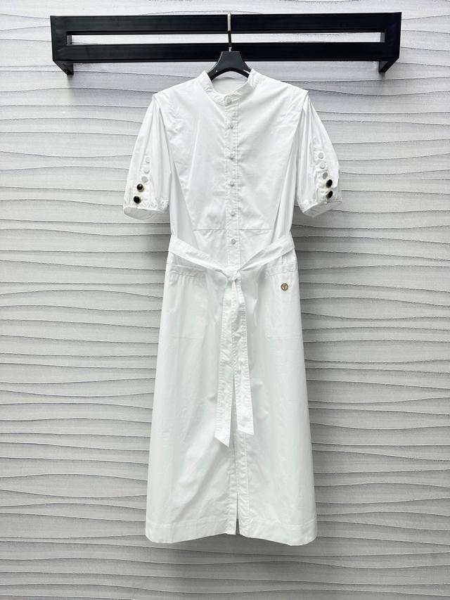 louis Vuitto*2025 New Arrivals Round Neck Belted Shirt Dress Customized Yb Im