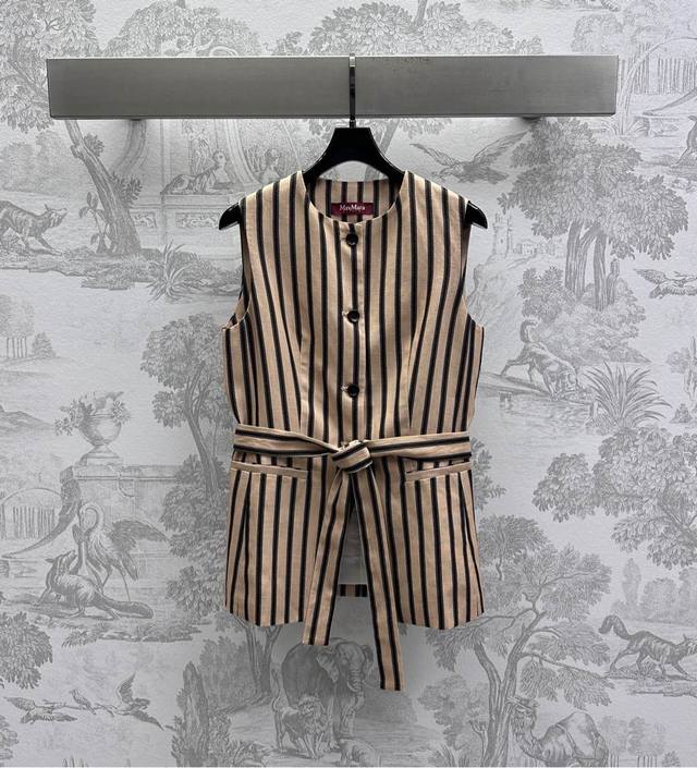 maxmar*2025 New Arrival Striped Suit Vest Customized Yb Imported Linen Cotton